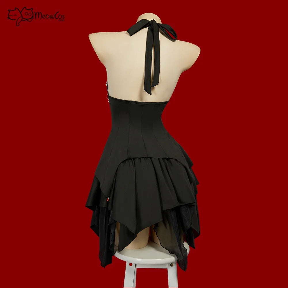 Women's Alternative Asymmetrical Halter Top And Ruffle Skirt Coordinate Set With Matching Accessories