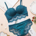 Rich Burgundy Scalloped Lace Wire-Free Push-Up Bralette Set