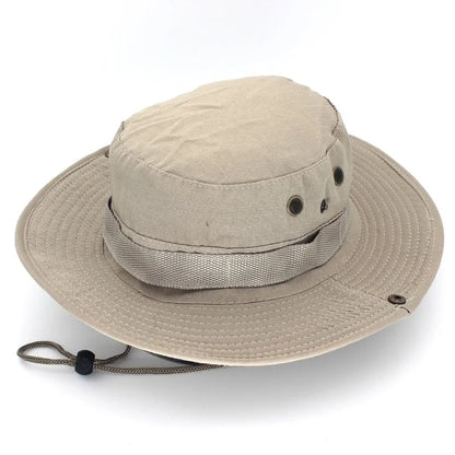 Unisex Outdoor Boonie Bucket Hat with Adjustable Chin Cord for Hiking Fishing and Camping