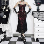 Elegant Lace Gothic Maxi Dress with Dark Romantic Alternative Styling