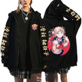 Anime Manga Graphic Zip Hoodie With Oversized Streetwear Character Artwork