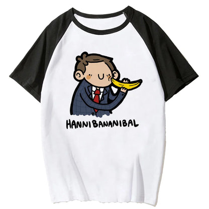Banana Mischief Anime Raglan Casual Cotton Streetwear Graphic T-Shirt