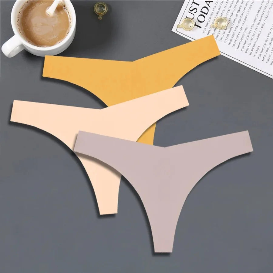 Seamless V-Waist Thong Panties Three-Pack with Smooth Athletic Finish