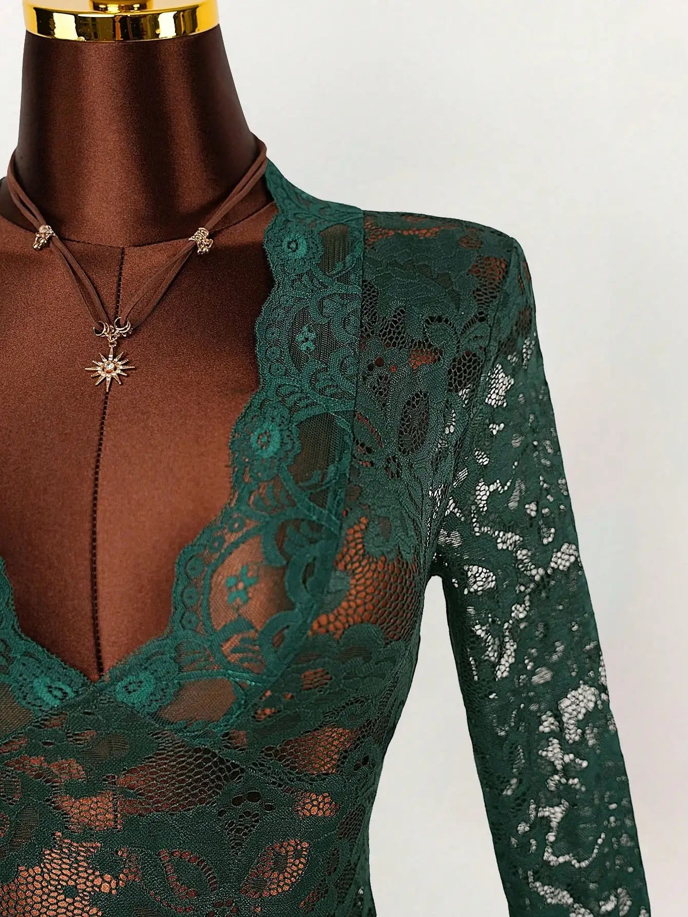 Sheer Lace Mini Dress with V-Neckline and Flared Sleeve Party Style