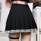 Plaid Tiered Ruffle Mini Skirt Lace Trim Gothic Inspired Alternative Bottom
