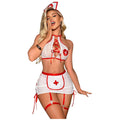 White Halter Roleplay Nurse Set with Red Lace-Up Side Detailing and Headwear