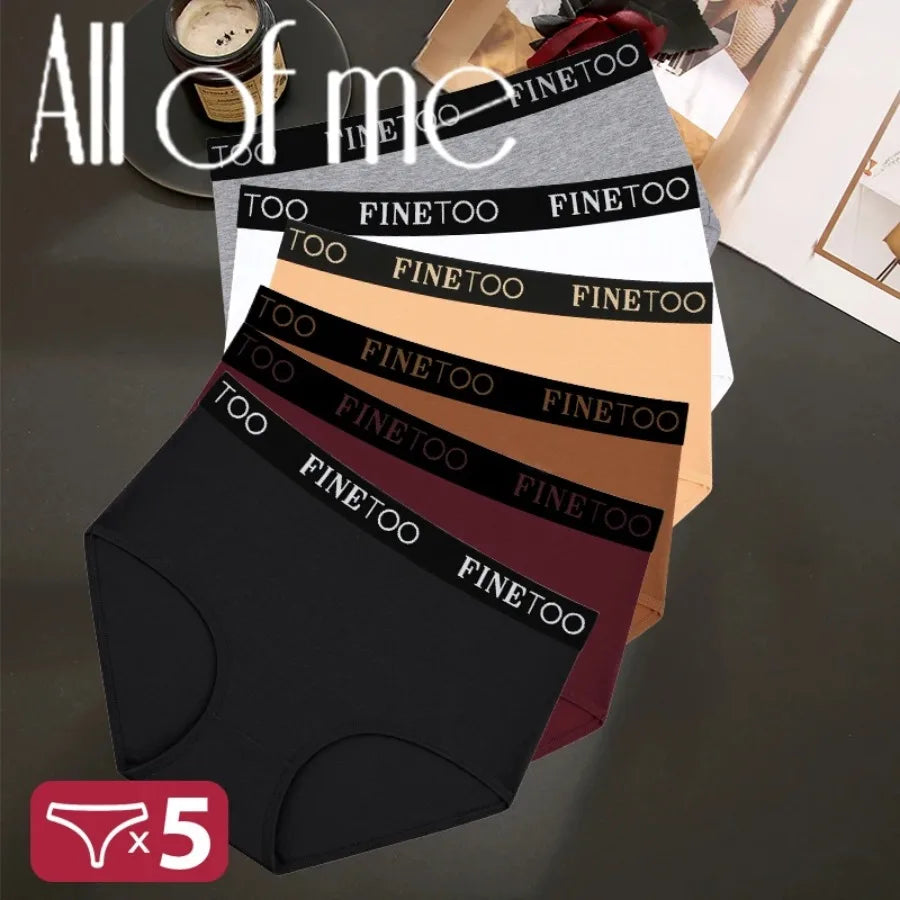 High-Waisted Brief Panties Five-Pack with Wide Statement Elastic Waistband