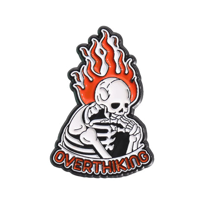 Stay Weird Skeleton Reader Gothic Enamel Pin for Alternative Fashion Styling