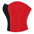 Bold Two-Tone Strapless Corset Top with Front Hook Closure and Defined Boning