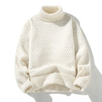 Men's Textured High Neck Relaxed Fit Contemporary Knit Sweater Pullover