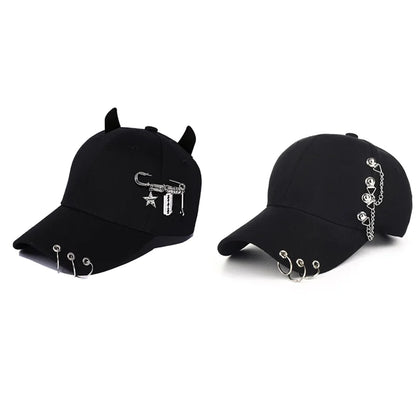 Minimalist Decorative Ring Baseball Cap Adjustable Curved Brim Casual Streetwear Hat