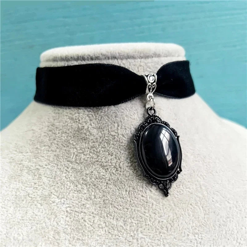 Victorian Gothic Cameo Choker Necklace for Dark Feminine Witchy and Alternative Fashion Styling