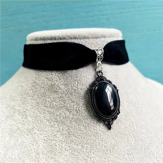 Victorian Gothic Cameo Choker Necklace for Dark Feminine Witchy and Alternative Fashion Styling