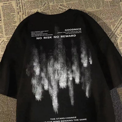 Oversized Abstract Fade Graphic T-Shirt with Contemporary Streetwear Aesthetic