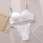 Sleek Contour Underwire Bra Set with Crystal-Embellished Straps