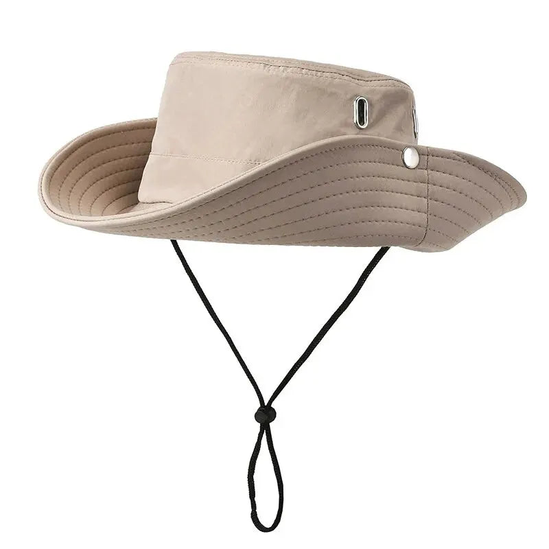 Wide Brim Outdoor Bucket Hat with Adjustable Chin Cord for Hiking and Everyday Adventures