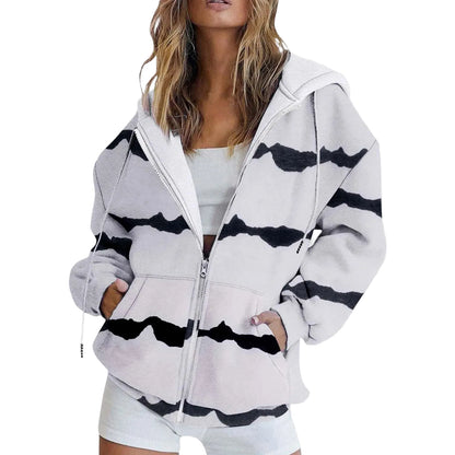 Women's Gradient Zip-Up Hoodie with Relaxed Casual Streetwear Everyday Layering Fit