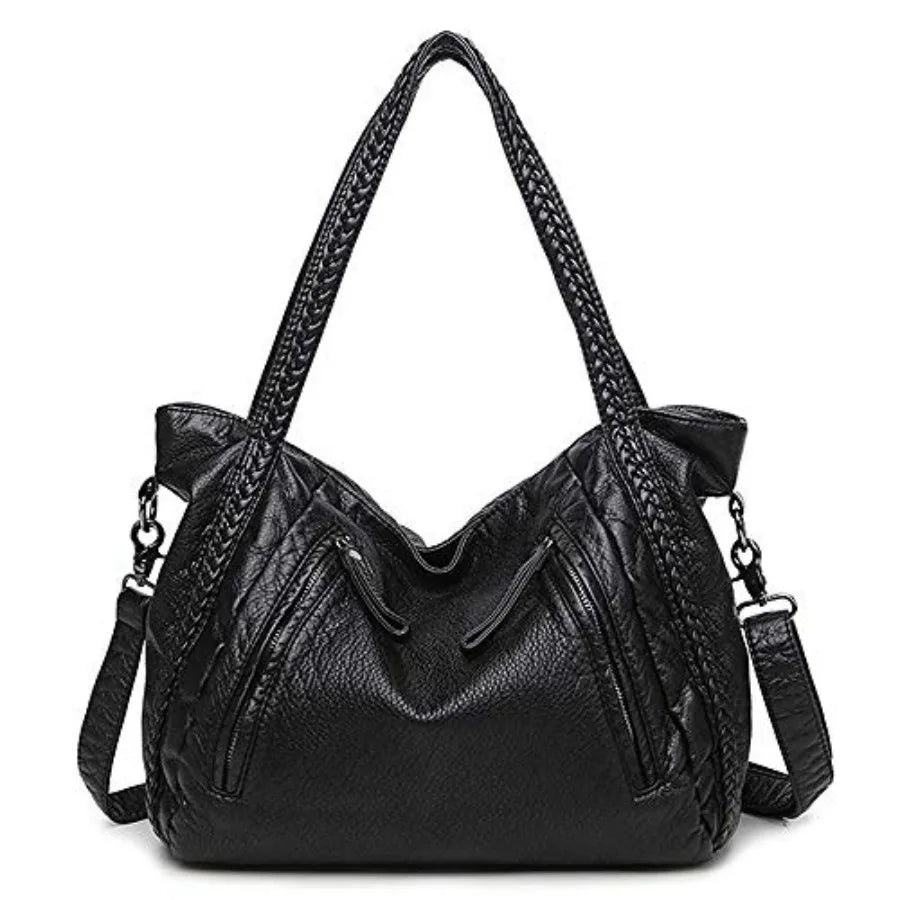 Oversized Slouchy Hobo Shoulder Bag with Soft Leather Look Finish