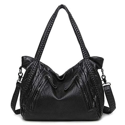 Oversized Slouchy Hobo Shoulder Bag with Soft Leather Look Finish