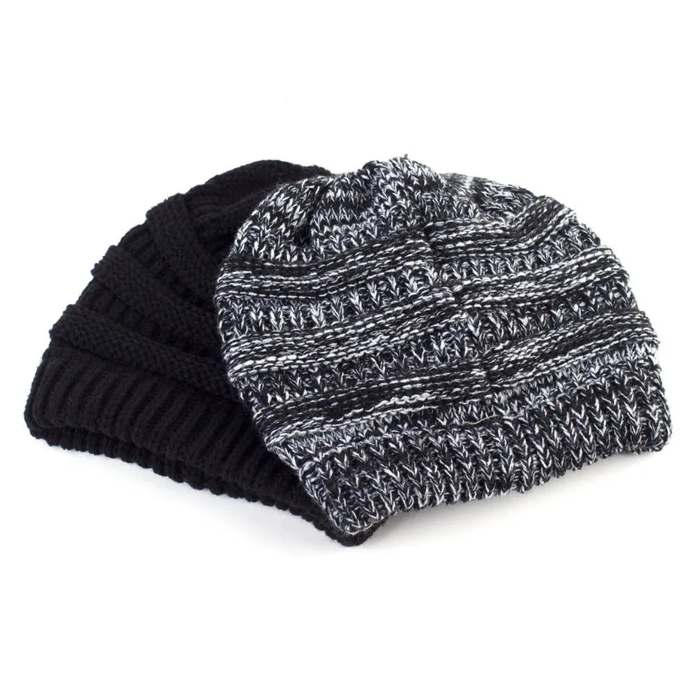 Open Top Acrylic Ponytail Knit Beanie for Winter Outdoor Casual Streetwear and Active Comfort