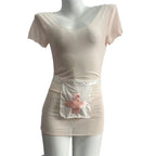 Blush Pink Form-Fitting Nurse Roleplay Mini Dress with White Apron Detail