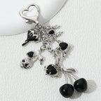 Neo Gothic Charm Keychain with Heart Cherry and Butterfly Accents
