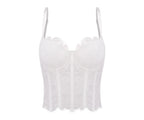 Romantic Black Floral Lace Bustier with Underwire Cups and Slender Straps