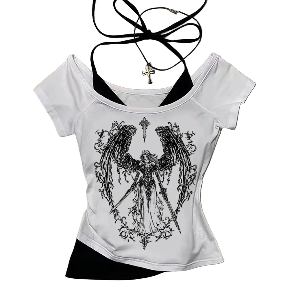 Lace Up Corset Crop Top with Strappy Design and Alternative Styling