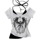 Lace Up Corset Crop Top with Strappy Design and Alternative Styling