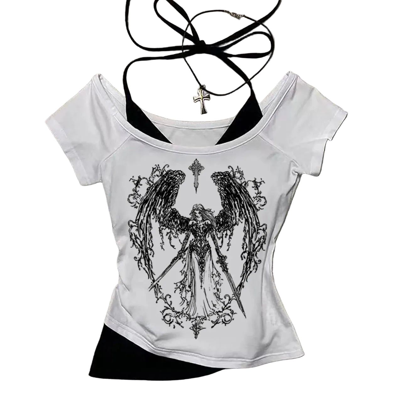 Lace Up Corset Crop Top with Strappy Design and Alternative Styling