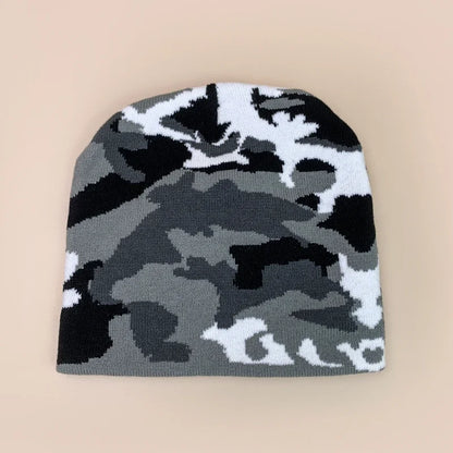 Camouflage Pattern Acrylic Knit Beanie for Contemporary Streetwear Winter Casual Everyday Fashion Style