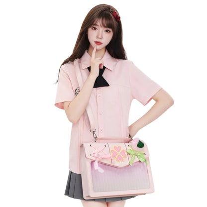 Display Window Tote Bag with Ribbon Accents Detachable Shoulder Strap Design
