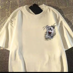 Oversized Abstract Graphic Cotton T-Shirt with Artistic High Street Design