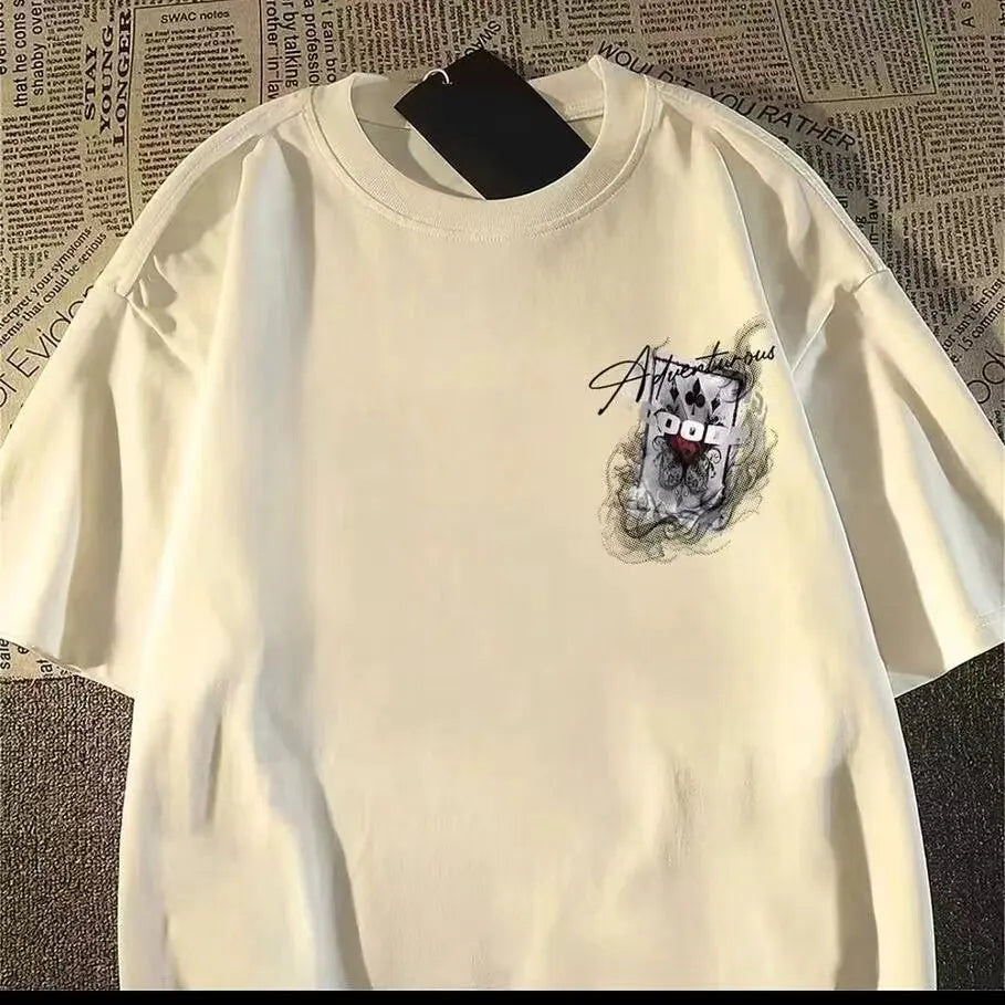Oversized Abstract Graphic Cotton T-Shirt with Artistic High Street Design