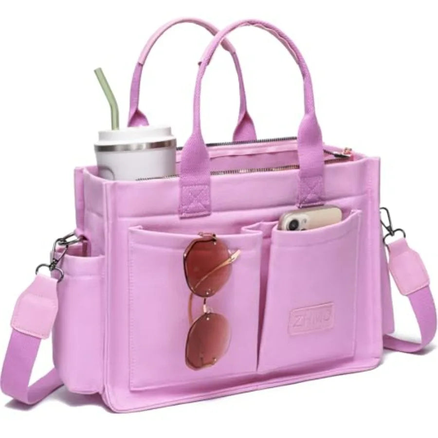Utility Style Large Capacity Tote Shoulder Bag with Multi Pocket Design