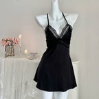Delicate Blush Pink V-Neck Chemise with Intricate Sheer Lace Bodice