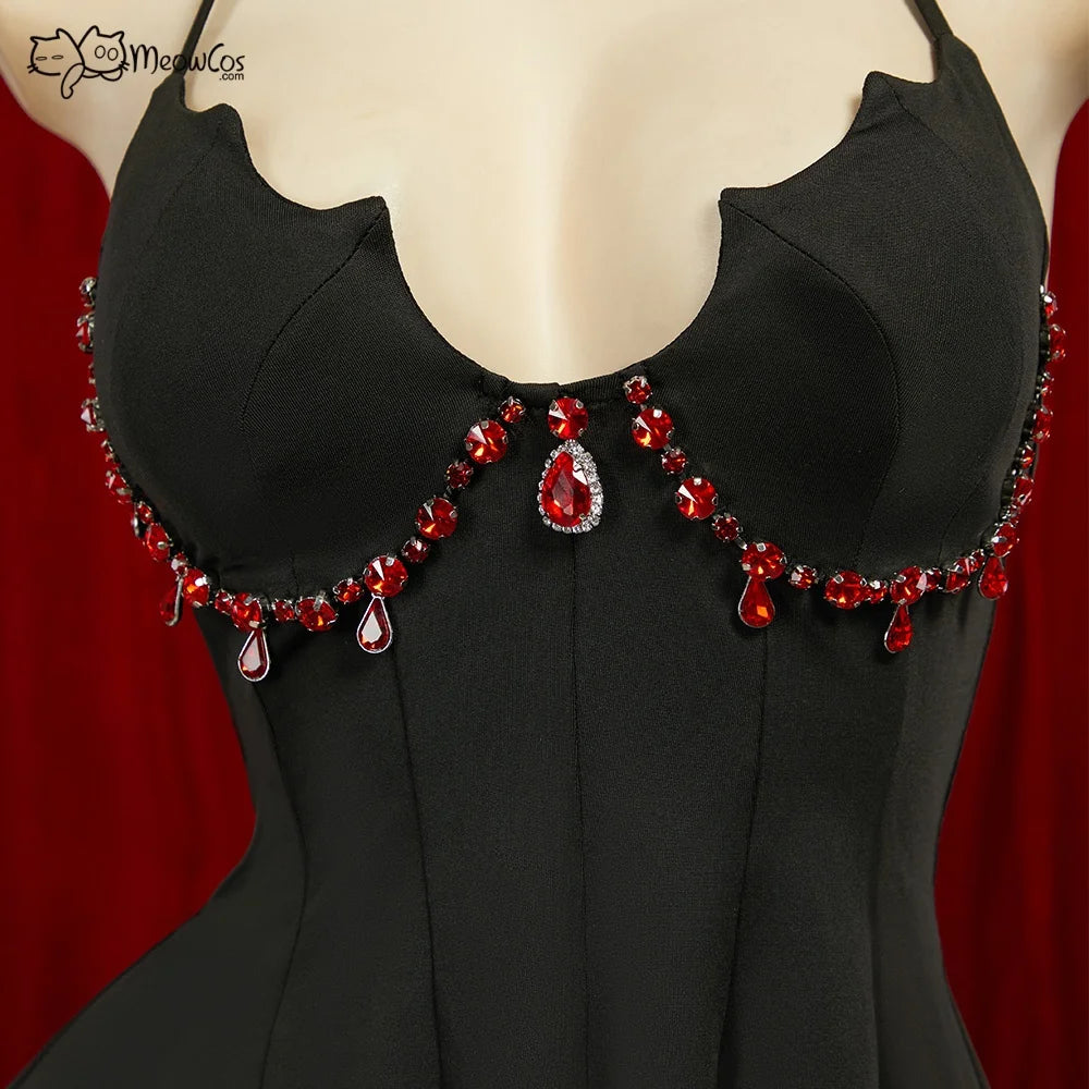 Women's Alternative Asymmetrical Halter Top And Ruffle Skirt Coordinate Set With Matching Accessories
