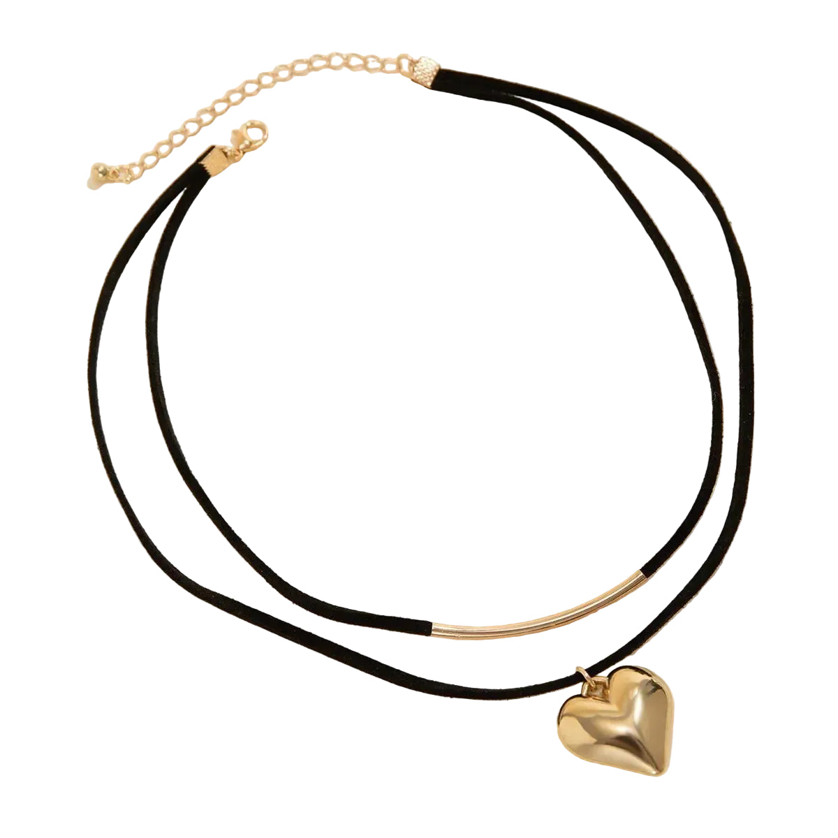 Layered Heart Pendant Choker Necklace for Dark Feminine Alternative Style