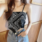 Floral Corset Crop Top with Slim Fit Irregular Hem Contemporary Streetwear Camisole Style