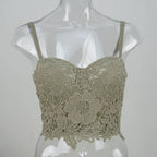 Floral Lace Bustier Top with Embroidered Detailing and Structured Cups