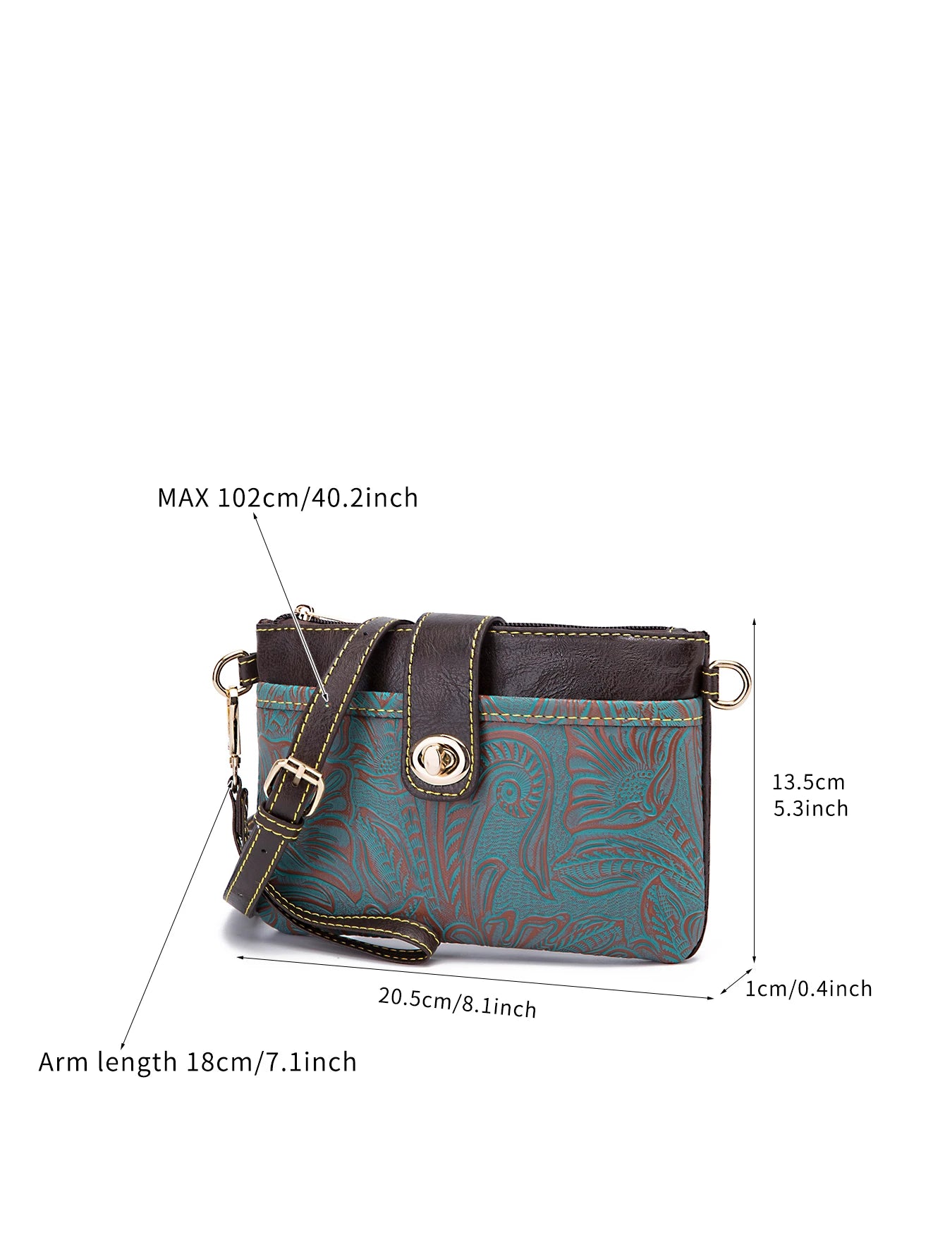 Floral Embossed Crossbody Satchel Bag with Multi Compartment Storage Design