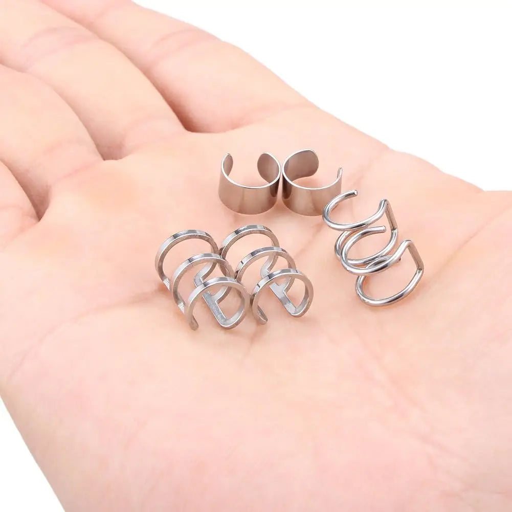 Stackable Ear Cuff Set for Punk Gothic and Alternative Fashion