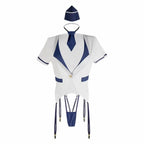 Daring High-Contrast Cutout Uniform Set with Deep V-Neckline and Strappy Accents