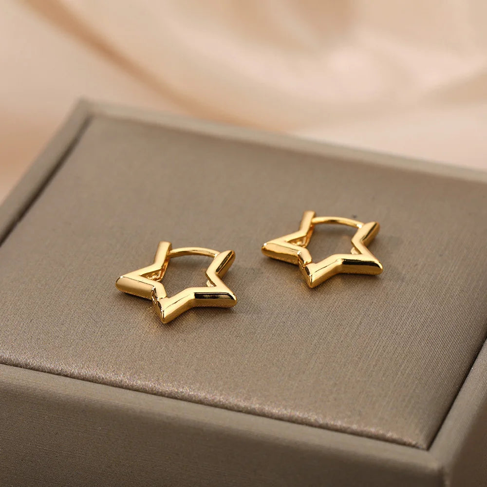 Celestial Star Hoop Earrings Y2K Alternative Fashion Statement Jewelry