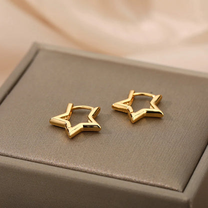Celestial Star Hoop Earrings Y2K Alternative Fashion Statement Jewelry