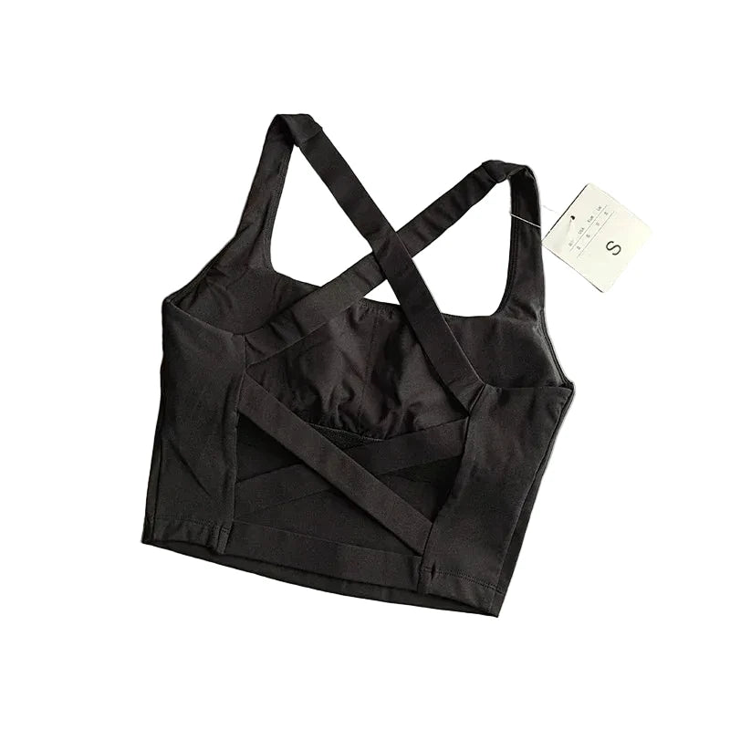 Sleek Criss-Cross Back Sports Bra with Wide Support Band