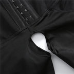 Open-Bust Mid-Thigh Bodysuit with Multi-Row Hook Closure and Lace Hem