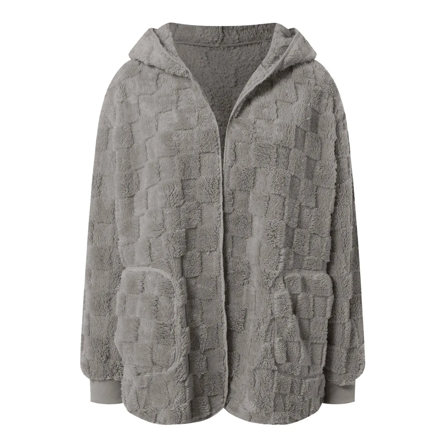 Women's Longline Hooded Plush Fleece Cardigan Jacket for Cozy Everyday Layering