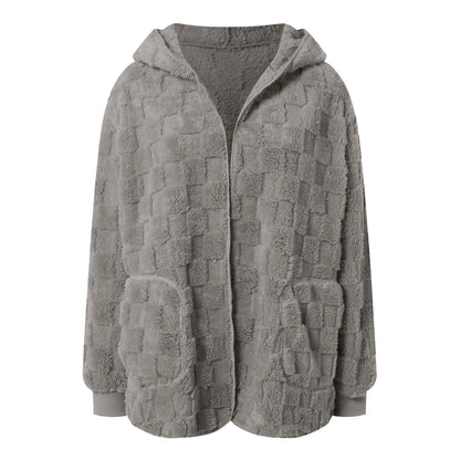 Women's Longline Hooded Plush Fleece Cardigan Jacket for Cozy Everyday Layering