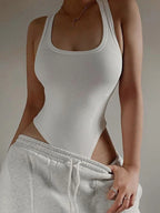 Halter Neck Sleeveless Bodycon Bodysuit for Gothic Clubwear and Festivals